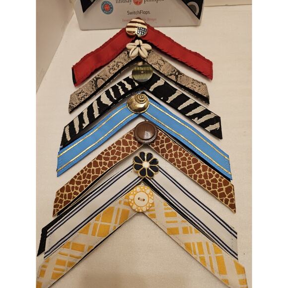 Switchflops Straps Lindsay Phillips Sz M Animal‎ Print Patriotic Shell Lot Of 8 - Picture 2 of 7